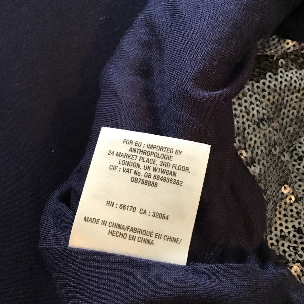 Anthropologie Postmark‎ Blue/ Silver Hooded Sequin Sweat Jacket Sz. XS - Picture 7 of 7